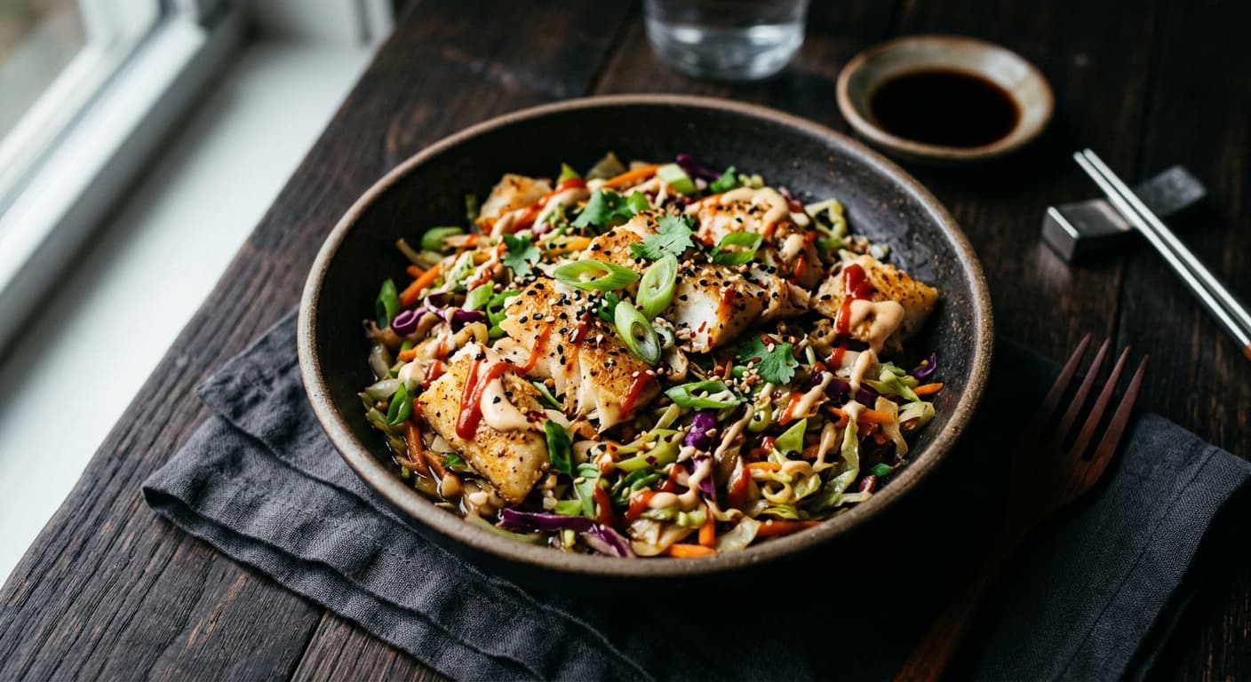 Tilapia & Cabbage Egg Roll in a Bowl
