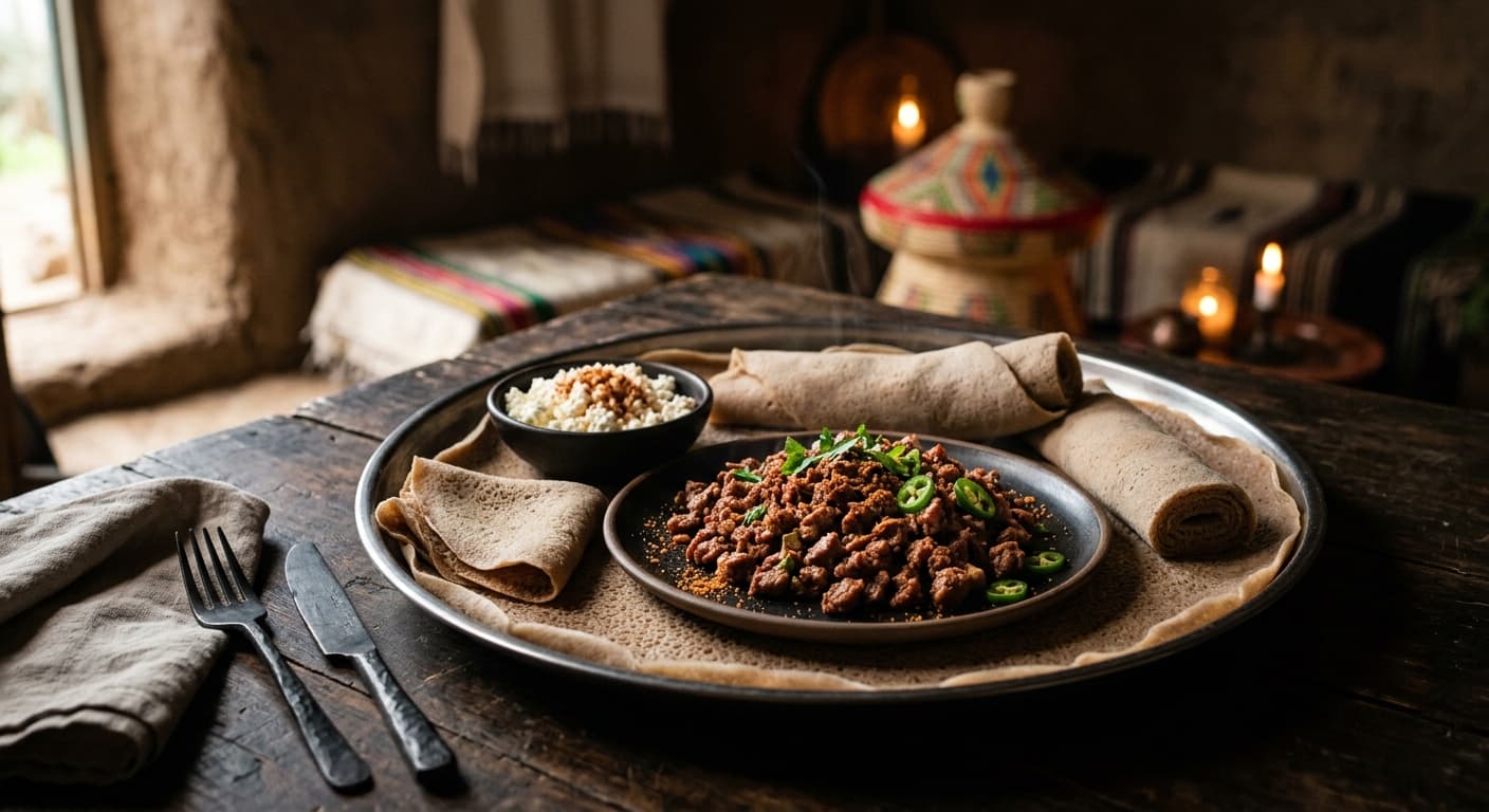 Ethiopian Sautéed Kitfo with Ayb
